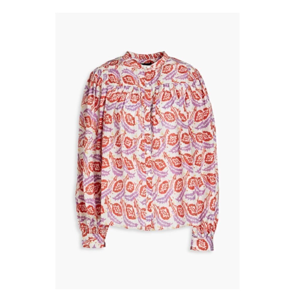 ISABEL MARANT Ritonea gathered printed silk blouse